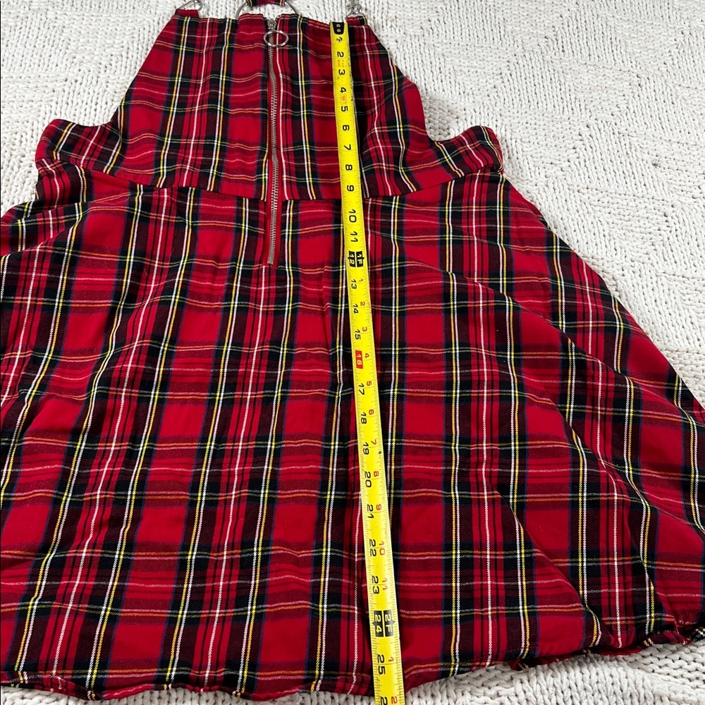 Hot Topic Red/Black Plaid O-Ring Skirtall Overall Zipper Dress - Picture 15 of 16